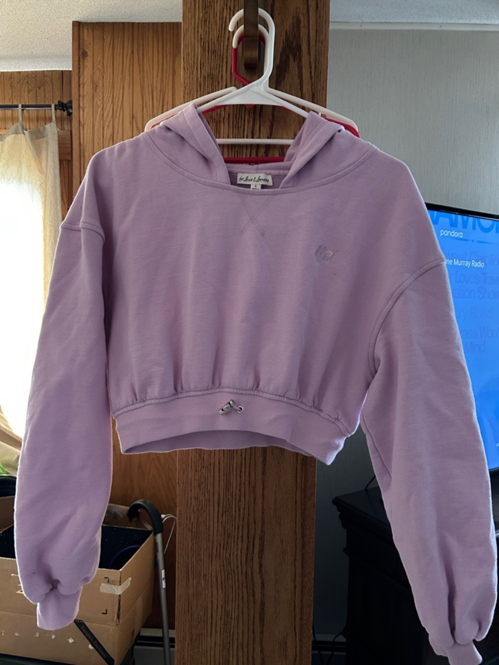 For Love & Lemons Lavender Cropped Hoodie